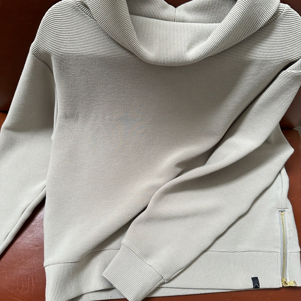 Varley ribbed side zip detail collared sweatshirt